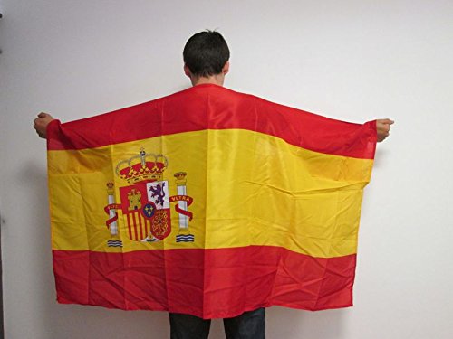 AZ FLAG Spain Flag 150 x 90 cm – Spanish Flag Cape 100% Polyester with Integrated Sleeves – Body Flag 80 g