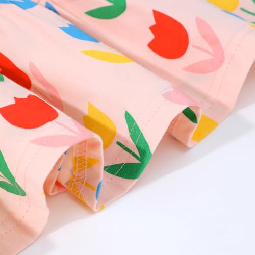 Image of HILEELANG Girls Cotton Tiered Dress Flutter Ruffle Sleeve Summer Swing Sundress Birthday Party Casual Outfit Colorblock 2-12Y