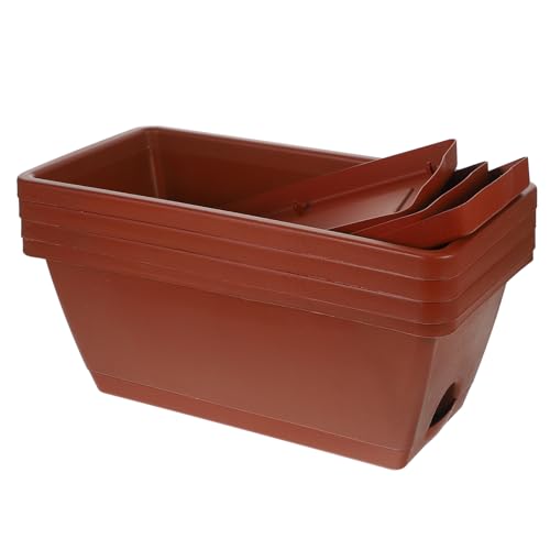 Milisten Maceta Rectangular para Plantas de Exterior 4 Piezas Plástico para y Contenedor con Drenaje Macetas Reutilizables