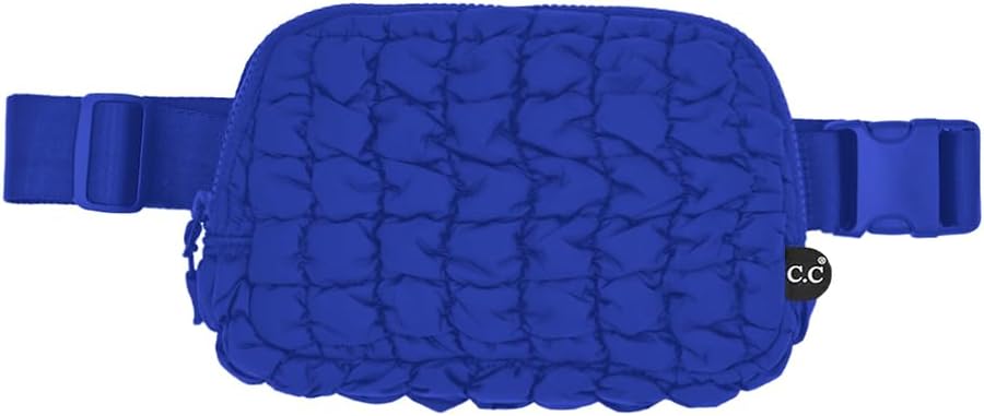 C.C Quilted Puffer Fanny Pack For Women Unisex - Daily Waist Crossbody Belt bag With Adjustable Strap (Cobalt Blue)