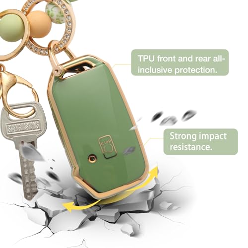 Image of For Kia Key Fob Cover Accessories,Matte TPU Material, With a Cute Leather Keychain,For Telluride,Carnival,K5 gt line,K5,Forte,K4,Sorento, Sportage And Other Models.