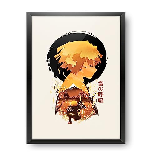 Image of MCSID RAZZ - Demon Slayer - Thunder Breather - Zenitsu Design A4 Size Poster (With Frame) - Best Gift For Demon Slayer Fans /Best Artifacts To Your Home & Decor /For Anime Fandom