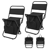 FUNDANGO Portable Fishing Chair, Lightweight Backrest Stool Compact Folding Chair with Cooler Bag for Outdoors Hiking Hunting Travel, Supports 265 Lbs