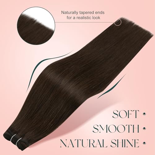Image of Easyouth Human Hair Weft Extensions Brown 22 Inch Hair Extensions Real Human Hair Wefts Darkest Brown Soft and Smooth Sew in Hair Extension for Women 100G