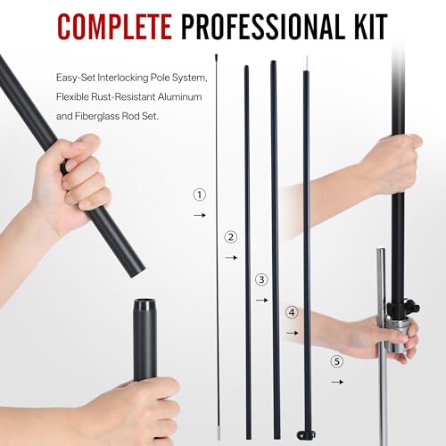 Image of MASTERCANOPY 12FT Tall Open Feather Flag Pole Kit Red