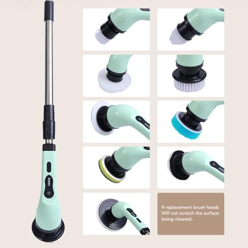 Brosse de nettoyage électrique sans fil avec 9 têtes interchangeables pour maison - 3