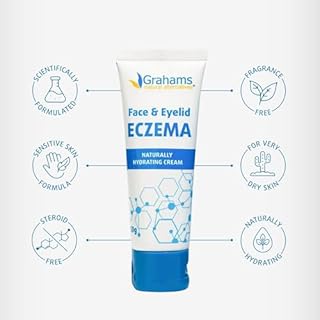 Grahams Natural Face & Eyelid Eczema Cream - Treatment for Eczema, Dermatitis, Itch Relief, Redness, Inflammation & Very Dry Skin - with Colloidal Oatmeal - Hypoallergenic & Steroid-Free (1 x 50g)