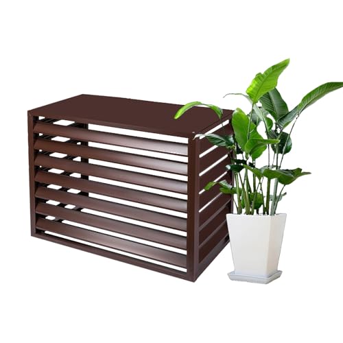 QYMYOZ Mampara de privacidad para Aire Acondicionado Exterior, cerramiento de Madera Independiente para Patios, Balcones y terrazas, diseño de celosía marrón, 100 cm, Cuatro Lad