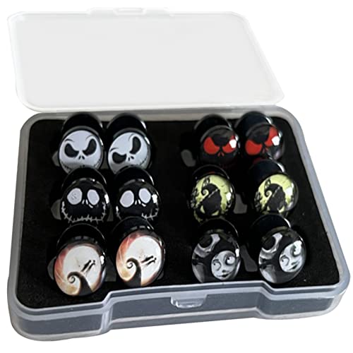 Halloween Earrings Studs, Surgical Steel Anime Earrings for Women Men,Earrings with Flat Back Screw Fit, Fake Gauge Fake Plug 6Pairs
