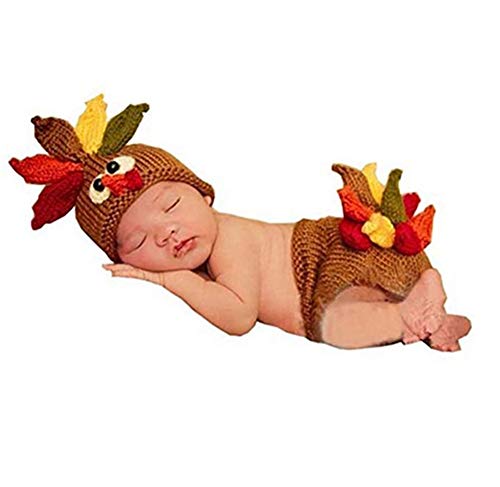 Image of Pinbo Baby Photography Prop Cute Turkey Knitted Crochet Costume Hat Caps Diaper