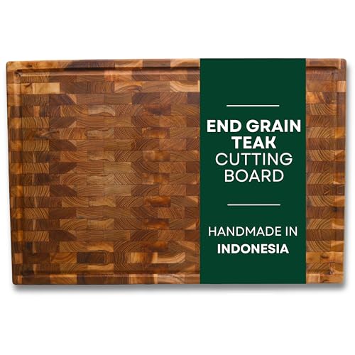 Teak End Grain Cutting Board (L: 18"x12") – 100% Solid
