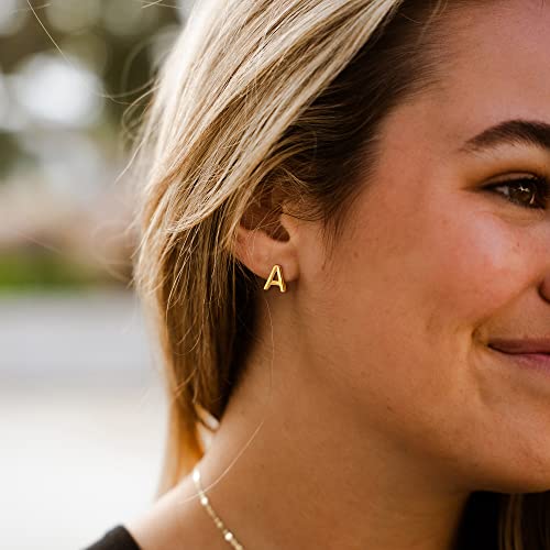 SANNYRA Initial Stud Earrings for Women, 14K Gold Plated Hypoallergenic Letter Earring, Trendy Jewelry Gifts for Her2