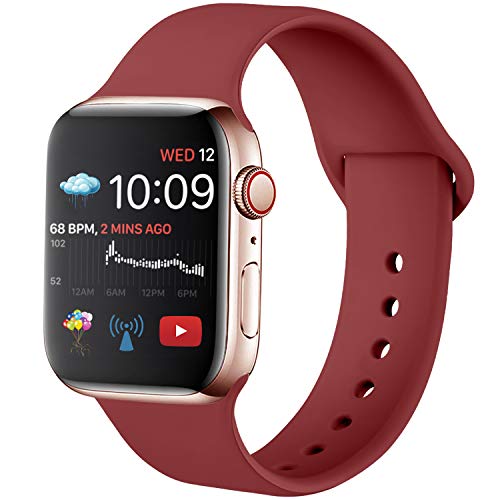 Hamile Correa Compatible con Apple Watch 38mm 40mm, Correa de Repuesto de Silicona Suave para Apple Watch Series 4/3/2/5, S/M,Rojo
