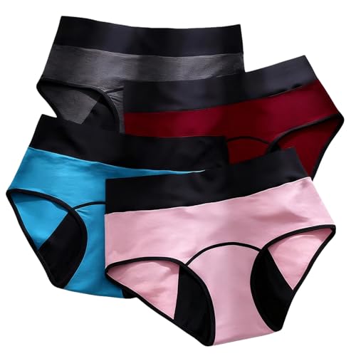 GJXWD Bragas Menstruales Mujer Flujo Abundante Braga Menstrual Absorbentes Bragas de Reglas Lavables Braguitas para La Incontinencia Lavables Y Reutilizables4 Pcs,L
