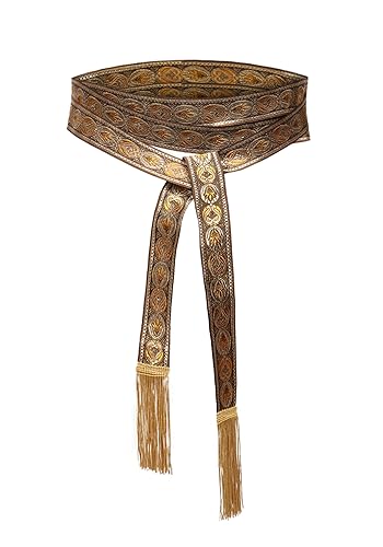 FURPHI Medieval Sash Belt Renaissance Waist with Wave Trim for Women Dress Halloween Costume Accessories