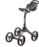Bag Boy Quad XL Golf Push Cart, Red/Black