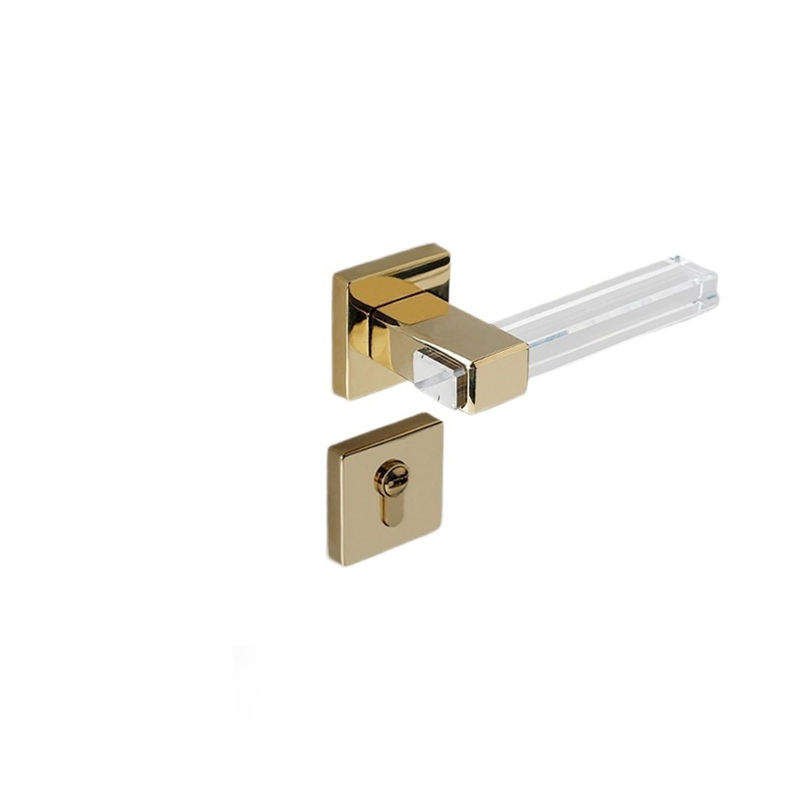 FBXRXZFPJ Handle Bedroom Door Lock Silent Handle with Key(7058-GOLD_72MM)