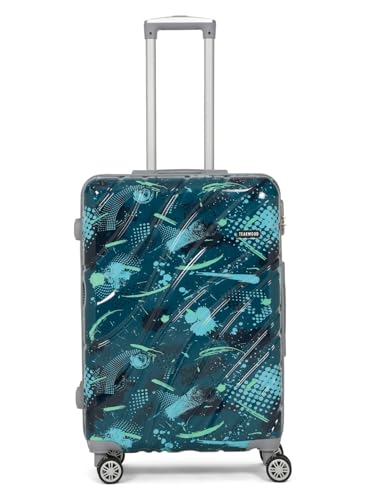 Image of Teakwood World Small 65 cm Check in Size Trolley Bag Polycarbonate 360 Degree 8 Wheels Luggage Bag with TSA Lock, Adjustable Handle Trolley Bags for Travel, Suitcase for Travel | Spark Green