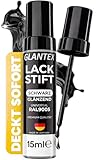 GLANTEX Lackstift Schwarz Glänzend [15ml] – Hohe Deckkraft für Kratzer und Steinschläge – Auto & Felgen Lackstift Schwarz Glanz