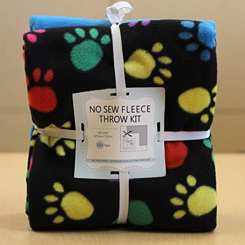 Rainbow Paws Anti-Pill Premium No-Sew Throw Fleece Fabric Kit (72x60)