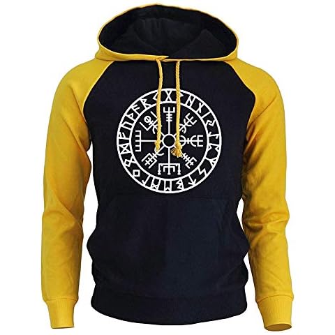 Fandao Men's/Women's 3D Digital Printing Sweatshirts Pullover, Norse Mythology Long Sleeve Top, Hoodie, Baseball Uniform, Universal of Spring And Autumn Winter,Yellow,3XL Cover