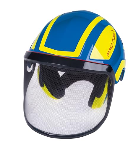 Foto von Protos sicherheitshelm integral forest gehörschutz, ausstattung:feines visier, farbe:blau/gelb