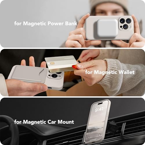 Image of Magnetic for iPhone 13 Pro Max Case, Compatible with MagSafe, [Full Camera Protection][Screen Protector] Silicone Shockproof Protective Phone Case for iPhone 13 Pro Max 6.7 inch, Stone