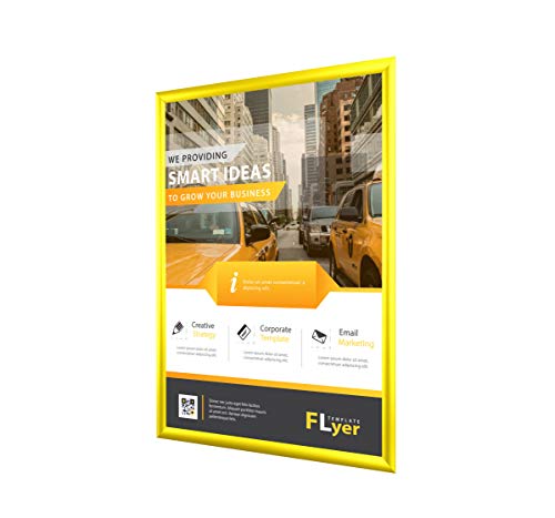 Bnv Aluminum Front Load Snap Poster/Picture Frame, Yellow, 16X20 Inches, 1'' Profile, Wall Mounting, Portrait And Landscape Mode, Easy Installation, Anti-Glare, Pvc Cover, Lightweight #TOP1