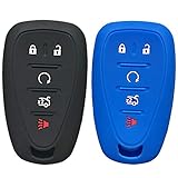 Qty(2) Alegender Silicone 5-Btn Smart Key Cover Fob Case Skin Remote Jacket Protector for Chevrolet 2017 2018 2019 Chevy Malibu Camaro Sonic Cruze Volt Equinox HYQ4EA