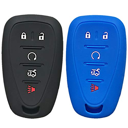 Qty(2) Alegender Silicone 5-Btn Smart Key Cover Fob Case Skin Remote Jacket for Chevrolet 2017 2018 2019 2020 2021 2022 2023 2024 Chevy Malibu Camaro Sonic Cruze Volt Equinox HYQ4EA