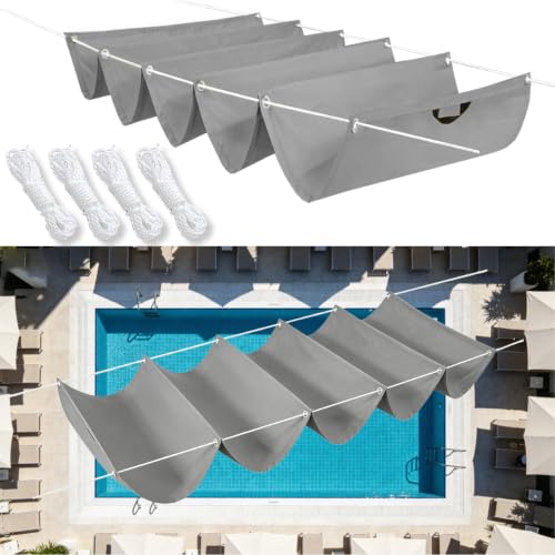 Voile d'ombrage wave rétractable 1x17,8m gris clair pour pergola - 2