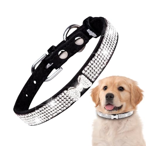 Collare Per Animali Con Strass - Collana Regolabile Per Cani Con Strass, Elegante Microfibra Con Gatto Per Animali Femmina, Morbido Girocollo Antistrappo Per Cuccioli | Elegante E Leggero Con Dettagli