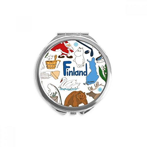 Espejo de maquillaje redondo de bolsillo y viaje con diseño finlandés de animales