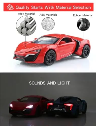 Image of Lykan Hyper Toy car Metal Die Cast Open Door Sports Car Toy for Boys with Light & Car Sound for Kids (Red)