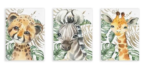 Affiche safari lion pour décorer la chambre de bébé sur toile sans cadre