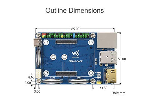 Image of Mini Base Board for Raspberry Pi Compute Module 4, with Standard CM4 Socket and Raspberry Pi 40 PIN GPIO Header, Onboard Multiple Connectors, Suitable For Compute Module 4 Lite /EMMC Series Module