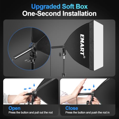 Image of EMART Softbox Photography Lighting Kit, 50W LED 3PCS Soft Box with Boom Arm