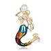 Produktbild HAKLAKY Damen Schalclip Bunte Enamled Mermaid Broschen Pin Simulierte Perlenbrosche Frauen Schmuck Pin Kleidungsstück Zubehör Brosche