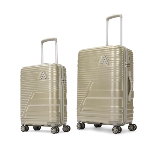 Image of Aristocrat Lineo Set of 2 Trolley Bag 55 & 65cm | S+M | Hard Luggage | 8-Wheel Suitcase for Travel | Combination Lock with Anti-Theft Zipper | Polycarbonate | 3 Years International Warranty (Golden)
