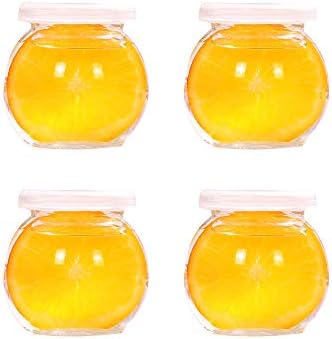 Danmu 4Pcs 100ml Globe Shape Glass Pudding Jar Glass Jar with Plastic Cap for Yogurt Parfait Jam Honey Spices