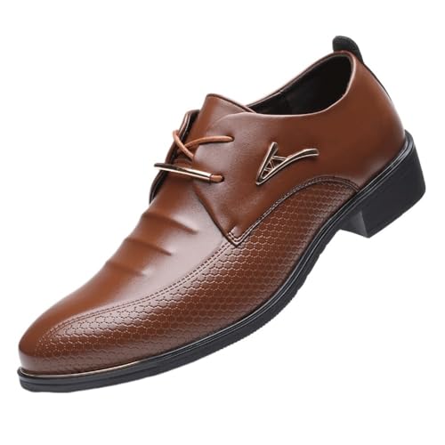 Mens Dress Oxford Luxury Leather Lace-up Cap Toe Design Outdoor Office Non Slip Rubber Sole Low Top Shoe
