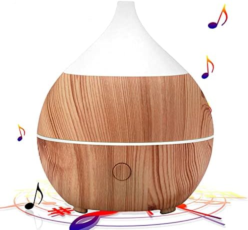 PRIBUY Essential Oil Diffuser, Aromatherapy Diffusers with Bluetooth Speaker, 7 Color Unique Mood Lights, Cool Mist Ultrasonic Aroma Fragrant Oil Wood Grain Humidifier 200ml, Waterless Auto Shut-Off