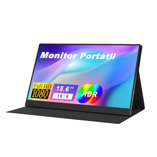 Monitor Portátil 15,6'' SRGB FHD 1080P Tela com Porta USB Tipo USB-C HDMI com Monitor de Capa Inteligente Compatível com Laptop, PC, MacBook, Xbox, PS5, Phone