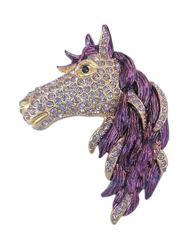 Image of Art Style 2.76 inch Horse Brooch Pin Pendant Rhinestone Crystal BZ6535