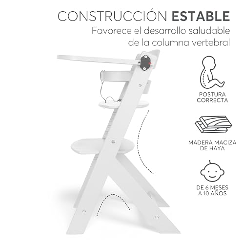 Miniatura 5 de Kikkaboo Trona Evolutiva De Madera Para Bebé Nordy, Silla Alta Ajustable Hasta 35 Kg, Haya Maciza, Bandeja Extraíble, Arnés De 3 Puntos, Blanco