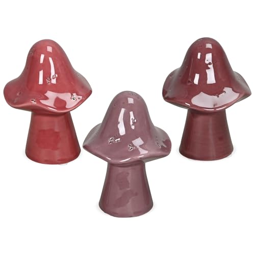 matches21 HOME & HOBBY Juego de figuras otoñales de setas, diámetro de 7 x 10 cm, para interior, figuras decorativas para decoración de mesa, color lila