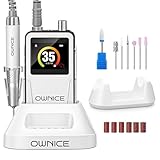 OWNICE Professional Electric Nail Drill, 35000RPM Cordless Portable E-File Buffer, Metal Construction, Battery Powered, for Salon Manicure Pedicure