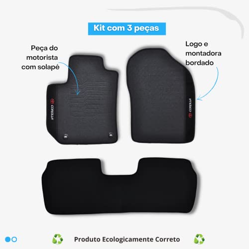 Jogo de Tapetes Automotivos Emborrachados para Carros do Corolla 2018-2019 - 03 peças