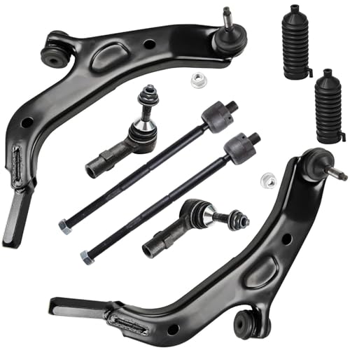 Image of Detroit Axle - Front Lower Control Arms + Inner & Outer Tie Rods Kit Replacement for 2009 Ford Flex 08-09 Taurus X Mercury Sable - 8pc Set