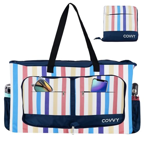 COVVY Borsa da spiaggia, borsa tote extra large da donna con chiusura a cerniera, custodia...